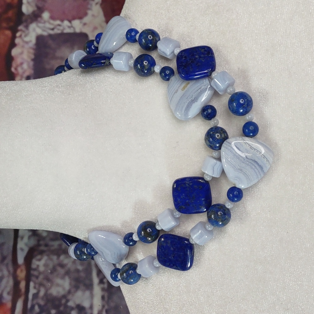 Jay King Lapis/Blue Lace Agate/Sodalite Gemstone Necklace - Picture 3 of 7